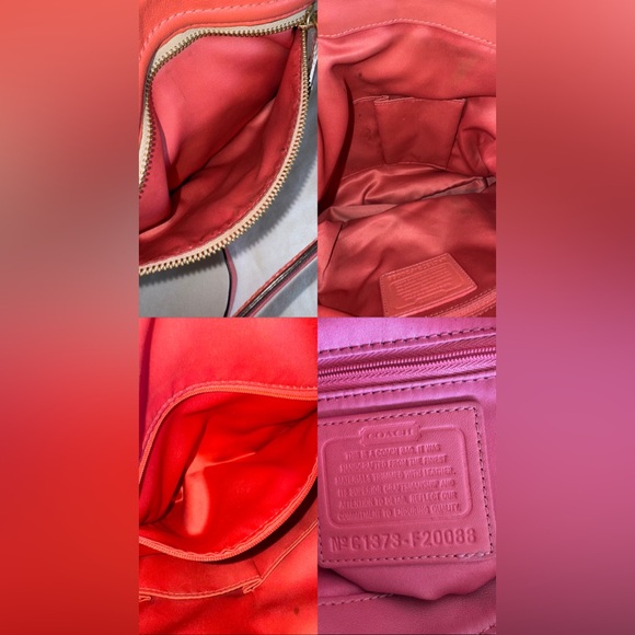 Coach Ashley Dotted Op Art Hippie Beige And Coral Shoulder Crossbody Bag #F20088 - Picture 16 of 16